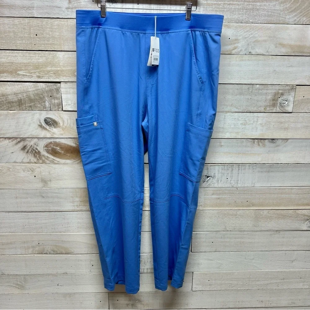 FIGS Axim 2.0 Cargo Scrub Pants Mens 2XL Short Blue Straight Nurse Medical